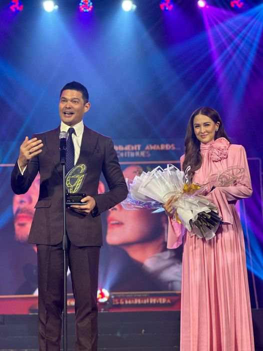 He shed tears of joy as he presented the prestigious award to his wife, Marian Rivera.